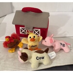 Talking Farm Animals Barn Carry Case Chicken Cow Pig Duck Soft Plush with Sounds
